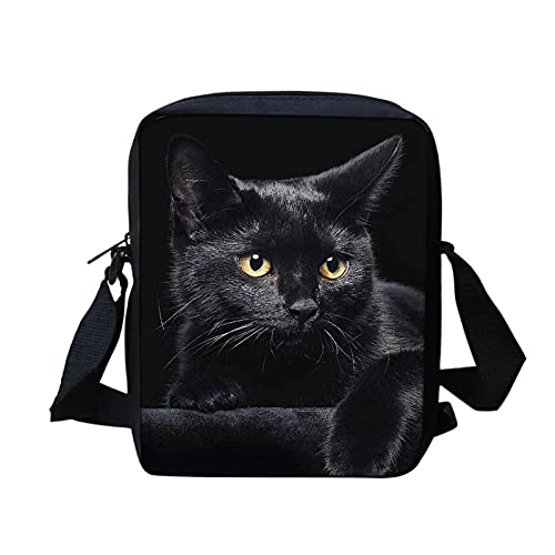 Showudesigns Süße kleine Frauen Mädchen Crossbody Taschen Mini Schulter Handtasche, schwarze katze, Small von Showudesigns