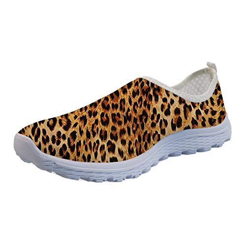 Showudesigns Summer Go Easy Walking Sneaker Slip On Mesh Flache Schuhe für Damen Teenager Mädchen, leopard, 37 EU von Showudesigns