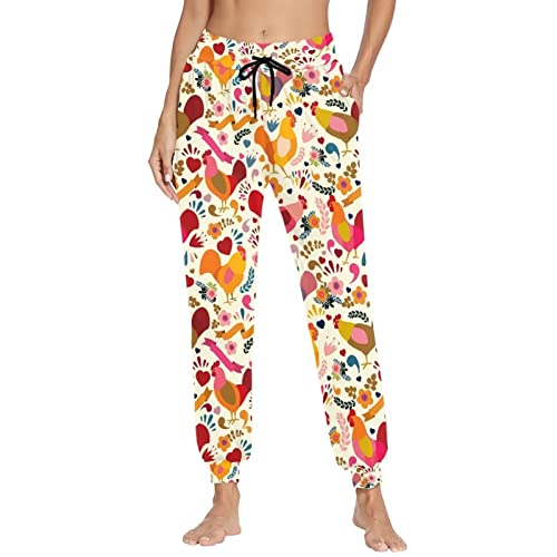 Showudesigns Sweatpants für Damen S-2XL Athletic Pants for Teen Girls Gym Yoga Workout, Huhn Blume, S von Showudesigns