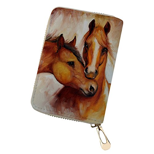 Showudesigns Tierleder Kartenetui Damen Mädchen Kreditkartenetui Slim Wallet, Pferd 1, Einheitsgröße, Minimalistisch von Showudesigns