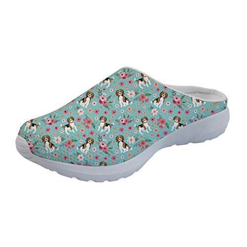 Showudesigns Winter Hausschuhe Herren Damen Wärme Pantoffeln Home rutschfeste Slippers Sandalen für Drinnen Blume Beagle - Größe: 38 EU von Showudesigns