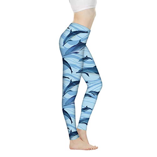 Showudesigns Yoga-Hose, Bauchkontrolle, Knöchellang, Leichtathletik-Leggings für Frauen, Workout, Laufen, Sport, Fitness Gr. L, Delfin von Showudesigns