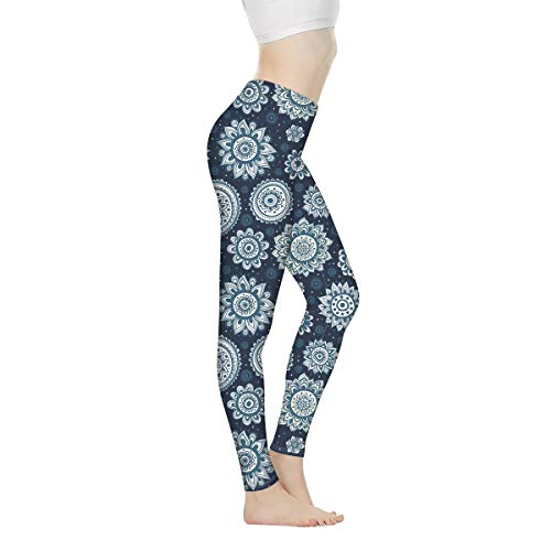 Showudesigns Yogahose mit hoher Taille, Bauchkontrolle für Frauen, modische Workout-Leggings, Activewear Gr. L, Blumen-Mandala von Showudesigns