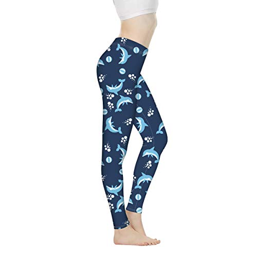 Showudesigns Yogahose mit hoher Taille, für Damen, Fitness, Laufen, Sport, Stretch-Leggings, Bauchkontrolle, Delfin süß, XXL von Showudesigns