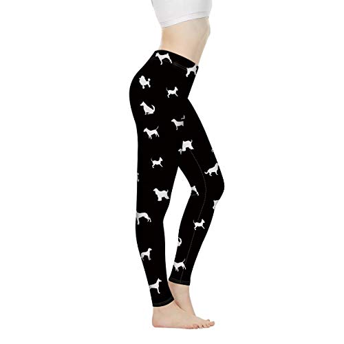 Showudesigns Yogahose mit hoher Taille, für Damen, Fitness, Laufen, Sport, Stretch-Leggings, Bauchkontrolle, Hund schwarz, XXX-Large von Showudesigns