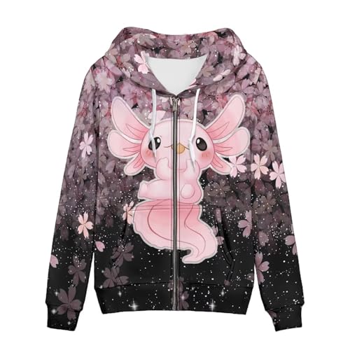 Showudesigns Zip Up Damen Hoodies & Sweatshirts XS-5XL, Axolotl, L von Showudesigns