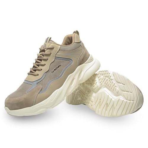 Shraks Moda Sicherheitsschuhe mit Stahlkappe für Herren und Damen – Leichte & Atmungsaktive Arbeitsschuhe mit Durchtrittsicherer Zwischensohle, rutschfeste PU-Sohle–Sicherheitsschuhe-Khaki-44 von Shraks