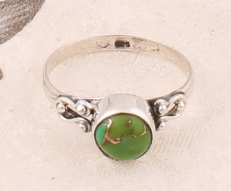 925Er Sterling Silber Boho-Ring Zusammengesetzter Türkis-Cabochon von ShreeJaipurSilver925