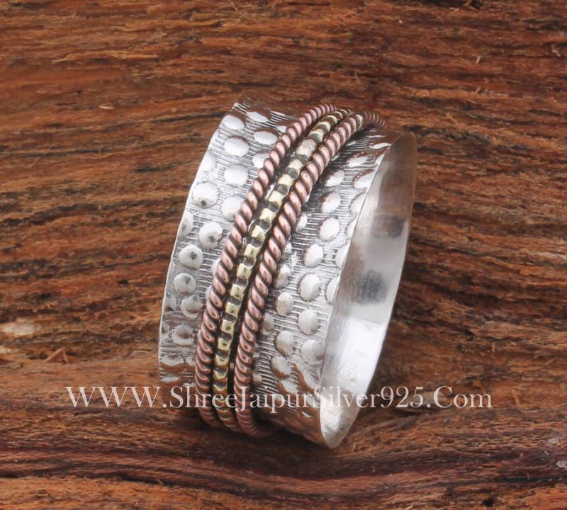 925Er Sterling Silber Spinner Ring Handgefertigter Daumenring, Meditationsschmuck von ShreeJaipurSilver925