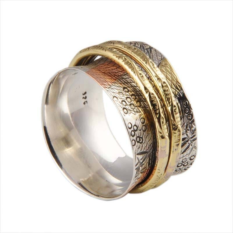 925Er Sterling Silber Spinner Ring Handgefertigtes Meditationsband von ShreeJaipurSilver925