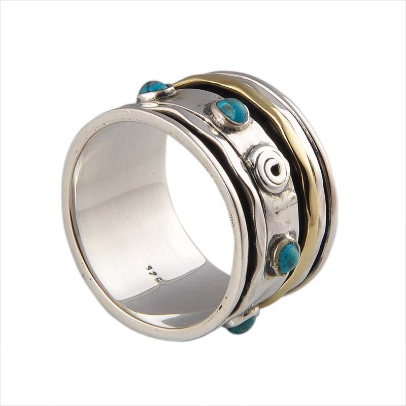 925Er Sterling Silber Spinner Ring Türkis Meditationsband von ShreeJaipurSilver925