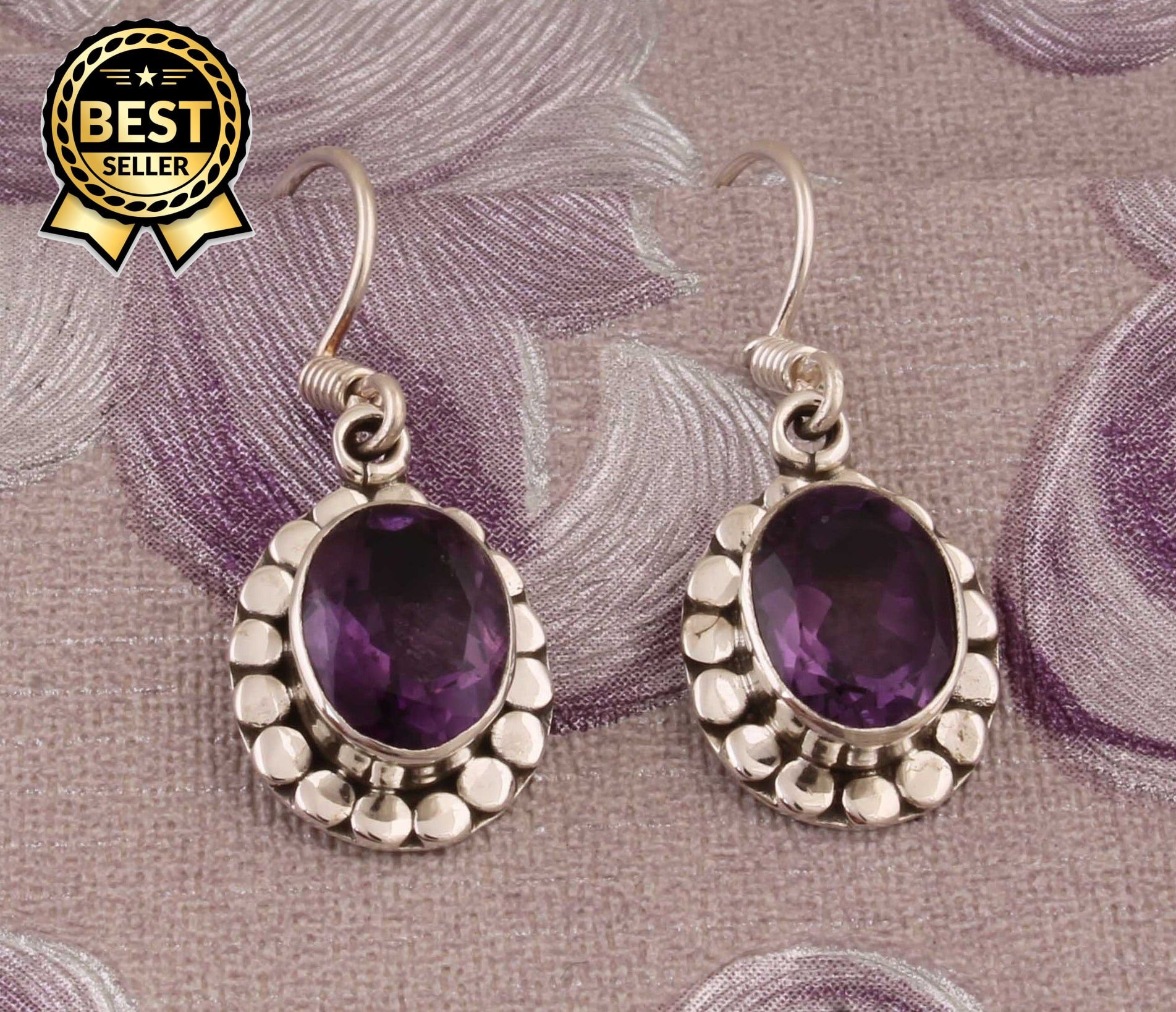 Amethyst Edelstein Ohrringe 925 Sterling Silber, Hochzeitsschmuck von ShreeJaipurSilver925