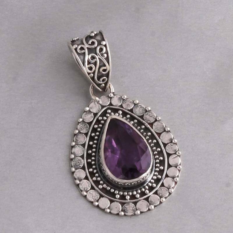 Amethyst-Edelsteinanhänger Verstellbarer 925Er Silberboho-Design von ShreeJaipurSilver925