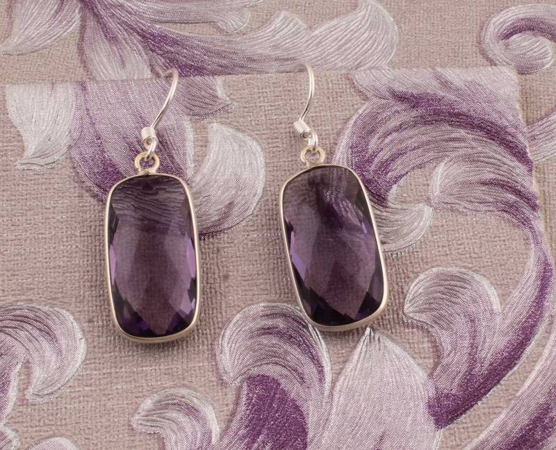 Amethyst Quarz Sterling Silber Ohrringe Einzigartig von ShreeJaipurSilver925