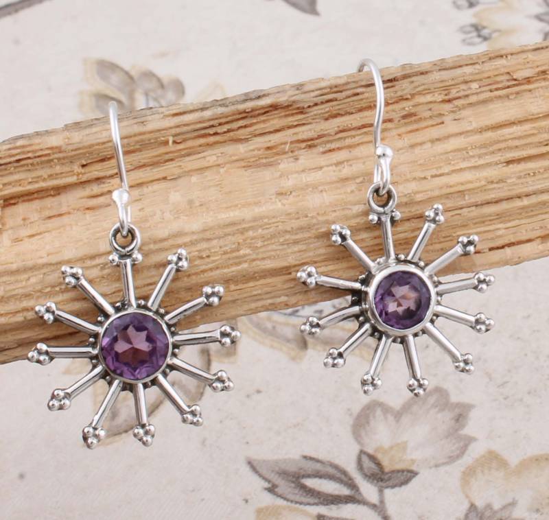 Amethyst Sterling Silber Ohrringe Handgefertigter Boho Schmuck von ShreeJaipurSilver925