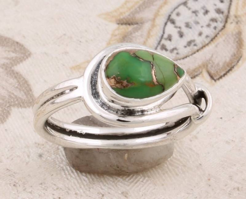 Boho Grün Türkis Ring 925 Sterling Silber Edelstein Ring von ShreeJaipurSilver925