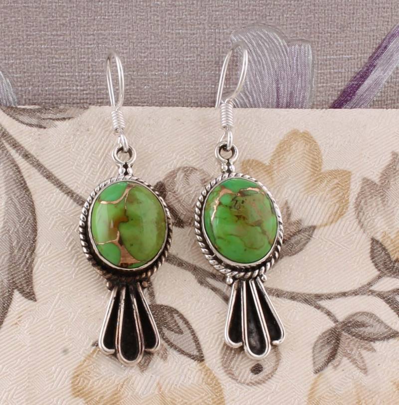 Boho Zusammengesetzte Türkis 925 Silber Ohrringe Aaa + Qualität von ShreeJaipurSilver925