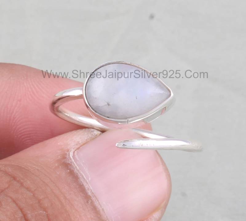 Designer Handgemachte Edelstein Ring Geburtstag Geschenk Für Frauen, 925 Sterling Silber Regenbogen Mondstein von ShreeJaipurSilver925