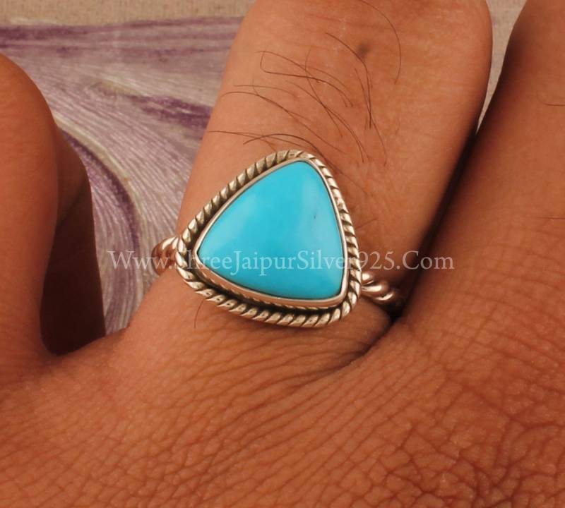 Dornröschen Türkis Ring Handgefertigter Boho Ring Aus 925Er Silber von ShreeJaipurSilver925