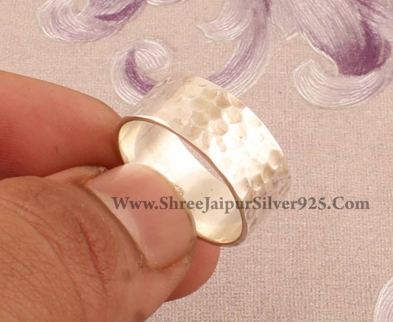 Gehämmerter Sterling Silber Bandring Boho Zeigefinger Ring von ShreeJaipurSilver925