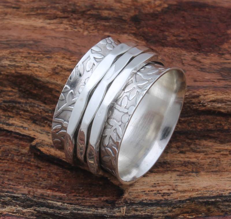 Gravierte Vine Band Massiv 925 Sterling Silber Spinner Ring Für Frauen, Handgemachte Boho Sie Sorgen Hochzeitsgeschenk von ShreeJaipurSilver925