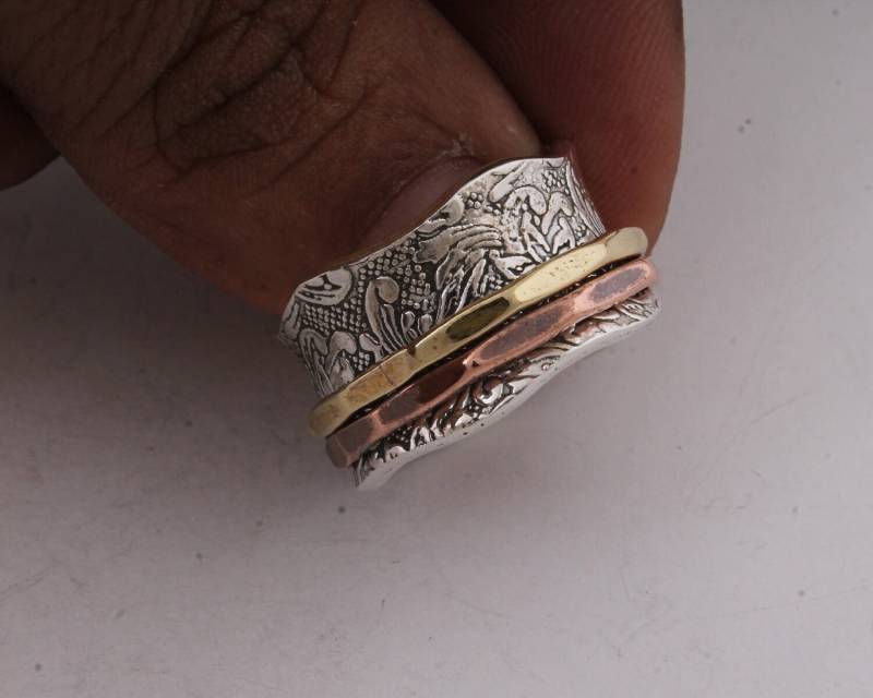 Großer Sterling Silber Spinner Ring - Handgemachter Boho Meditation von ShreeJaipurSilver925