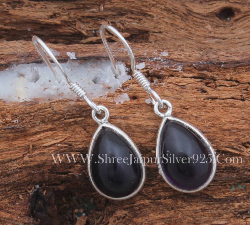 Handgefertigte Schwarze Onyx Ohrringe 925 Sterling Silber Boho Dangles von ShreeJaipurSilver925