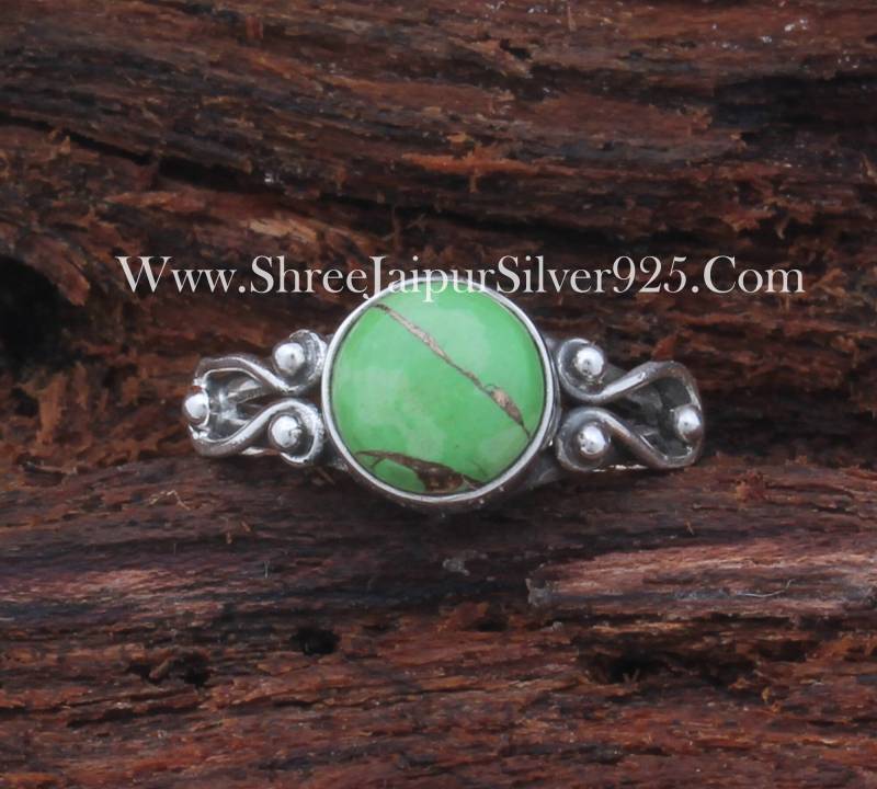 Handgefertigter Komposit Türkis Ring Boho 925 Sterling Silber von ShreeJaipurSilver925