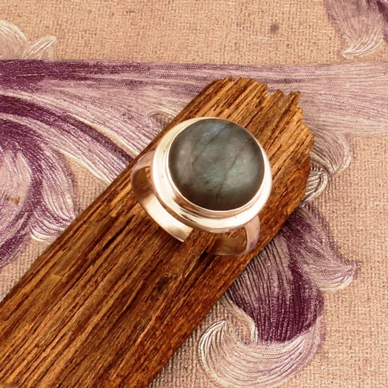 Handgefertigter Labradorit-Ring Aus Blauem Feuerstein, 925Er Silber von ShreeJaipurSilver925