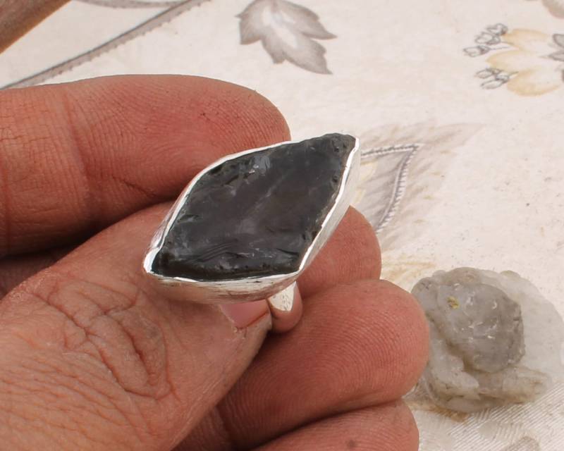 Handgefertigter Rauchquarz Ring Boho Sterling Silber Index Ring von ShreeJaipurSilver925