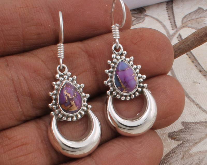 Handgemachte Mohave-Türkis-Ohrringe Aus Sterlingsilber Boho Cabochon von ShreeJaipurSilver925