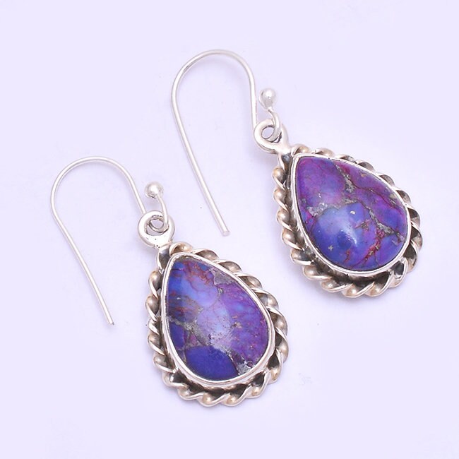 Handgemachte Sterling Silber Ohrringe Boho Edelstein Cabochons von ShreeJaipurSilver925