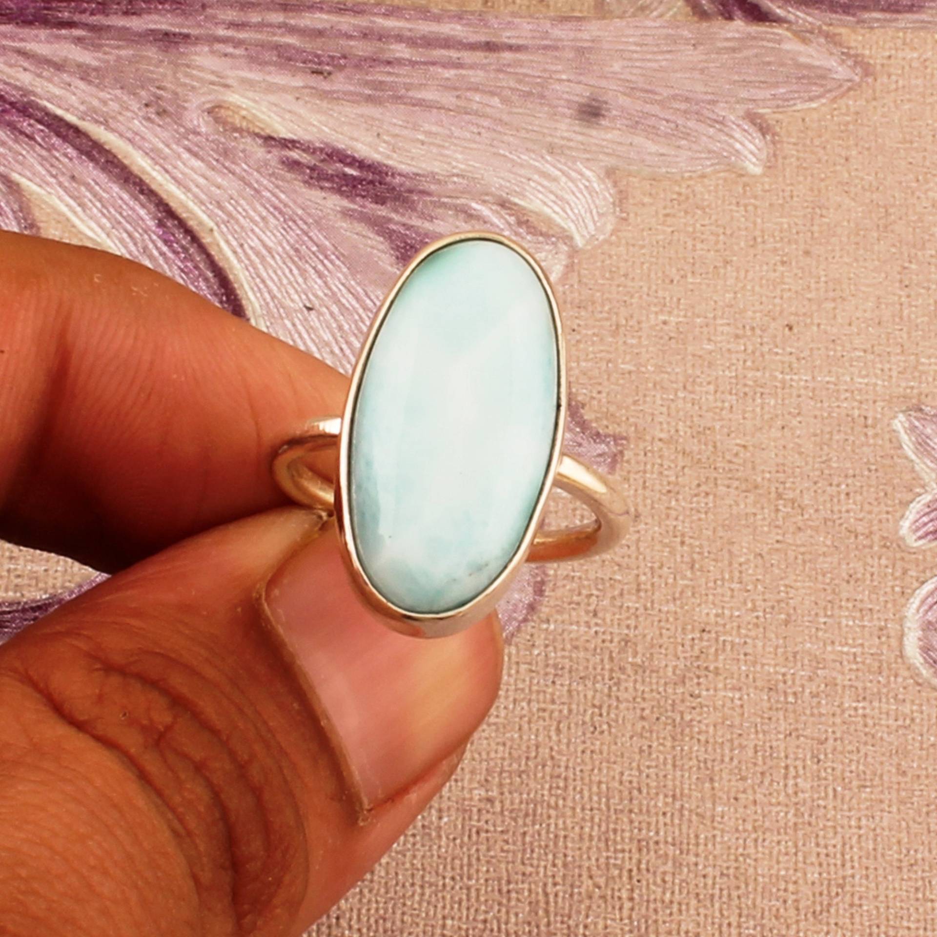 Handgemachter Larimar Sterling Silber Ring Aaa Qualität Edelstein von ShreeJaipurSilver925