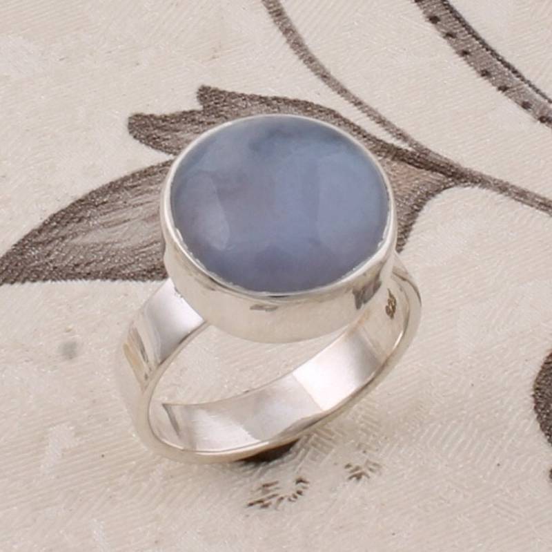 Handgemachter Sterling Silber Ring Natürlicher Blauer Opal Edelstein von ShreeJaipurSilver925