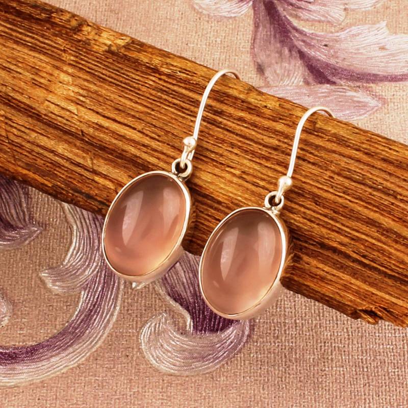 Handmade Sterling Silber Rosenquarz Ohrringe Boho Schmuck von ShreeJaipurSilver925