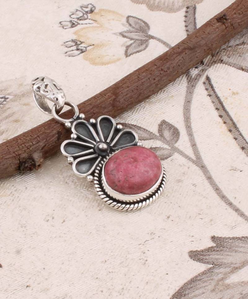 Handmade Sterling Silber Thulit Anhänger Rosa Edelstein Boho Schmuck von ShreeJaipurSilver925