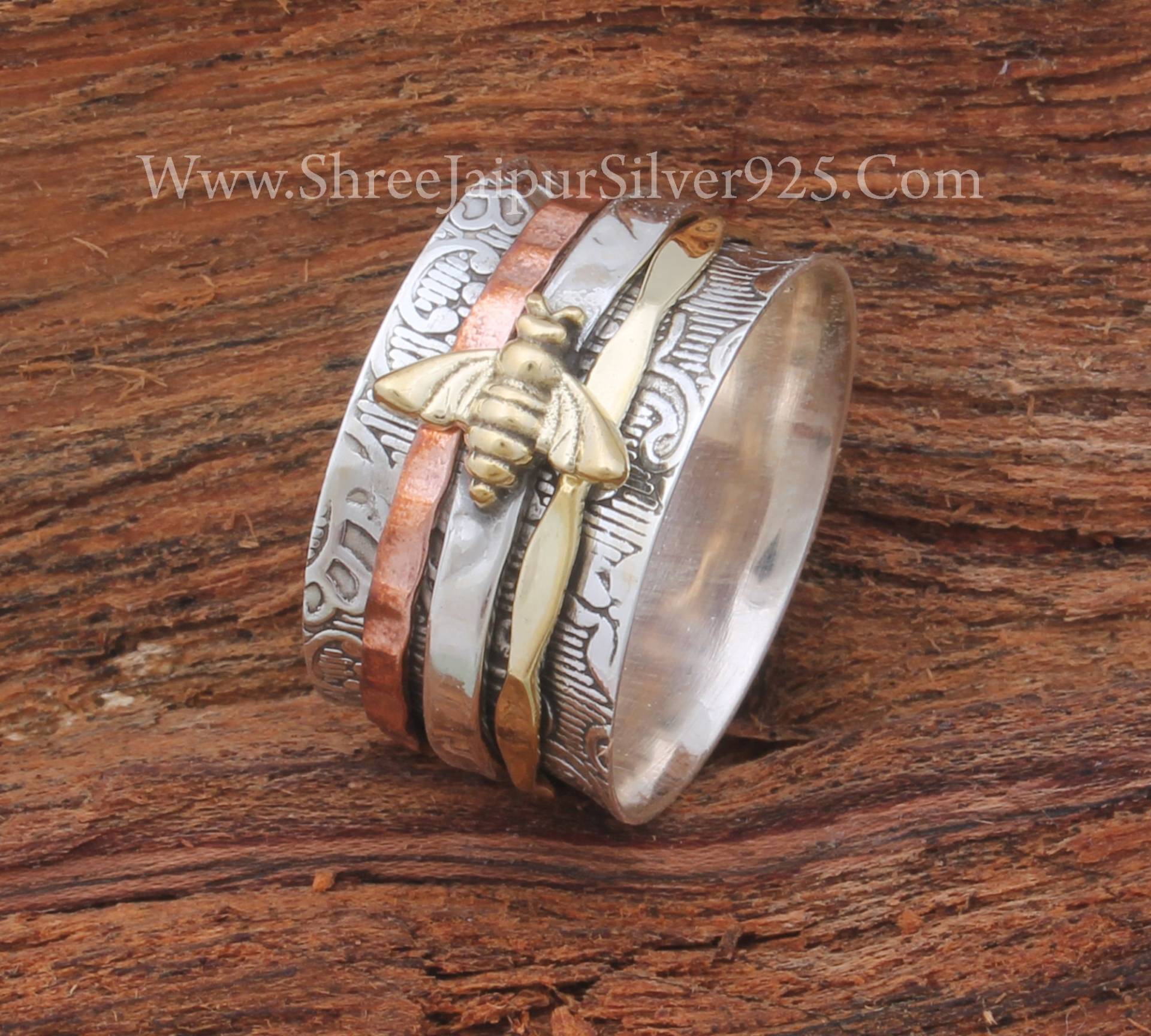 Honigbienen Spinner 925 Sterling Silber Ring Für Frauen, Handgemachte Biene Meditation Fidget Angst Geschenke Zum Valentinstag von ShreeJaipurSilver925