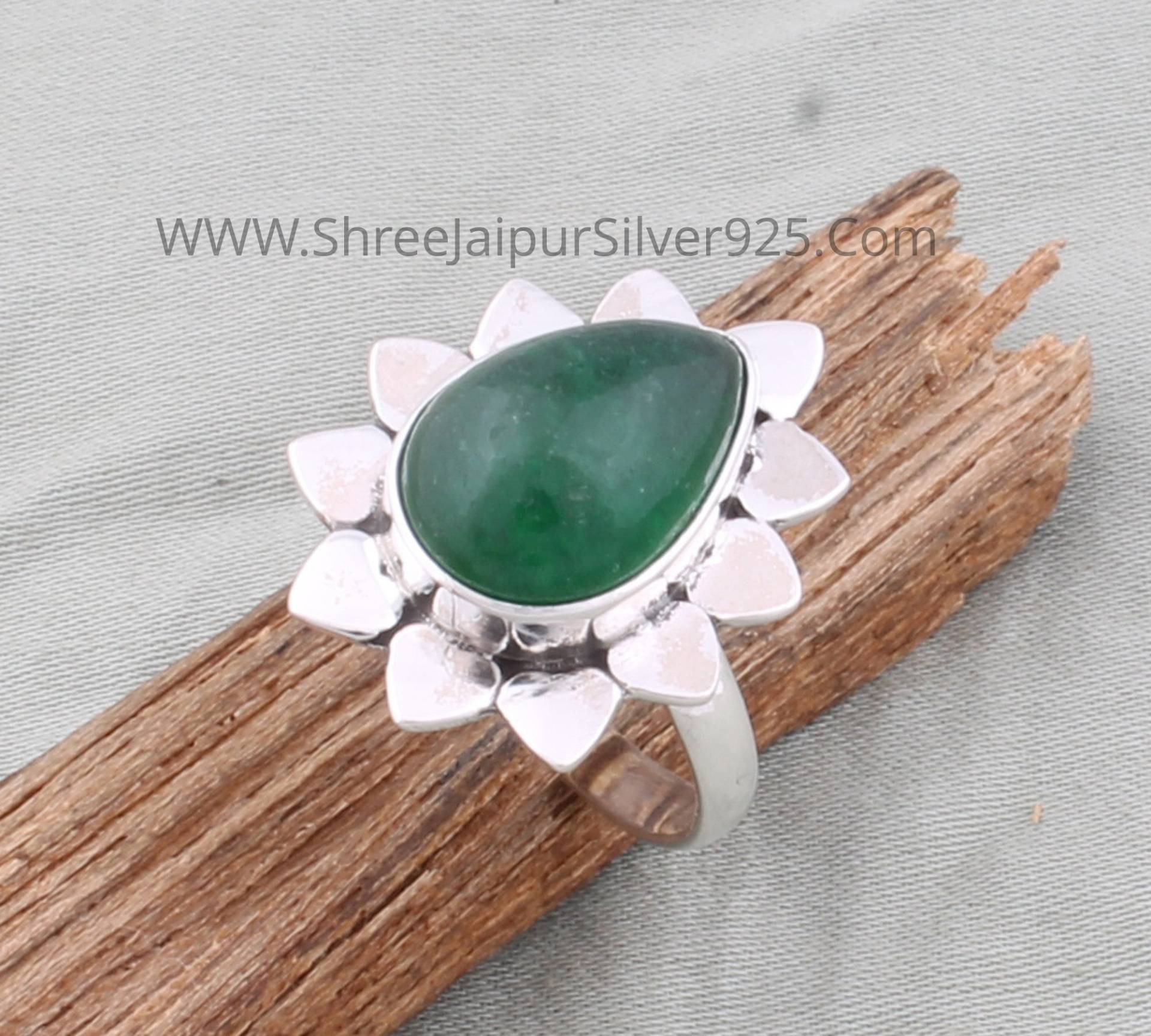 Jade Ringe-Grün Edelstein Ring 925 Sterling Silber Für Frauen, Handgemachte Massivsilber Grün Hochzeitsjubiläum Geschenke von ShreeJaipurSilver925