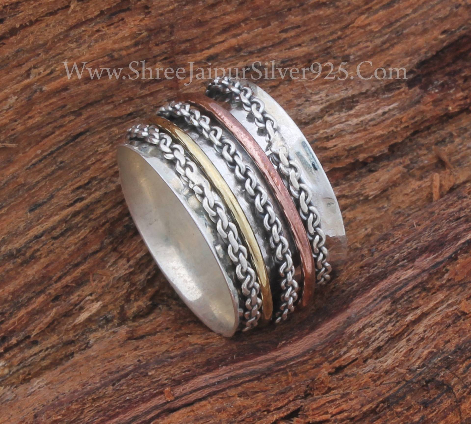 Kette 925 Sterling Silber Designer Spinner Ring Für Frauen, Handmade Drei. Ton Meditation Sie, Angst Brautjungfer von ShreeJaipurSilver925