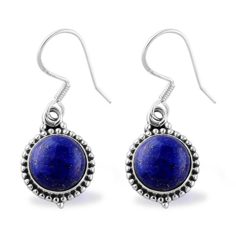 Lapis Edelstein Ohrringe Massive 925 Silber Boho Cabochons von ShreeJaipurSilver925