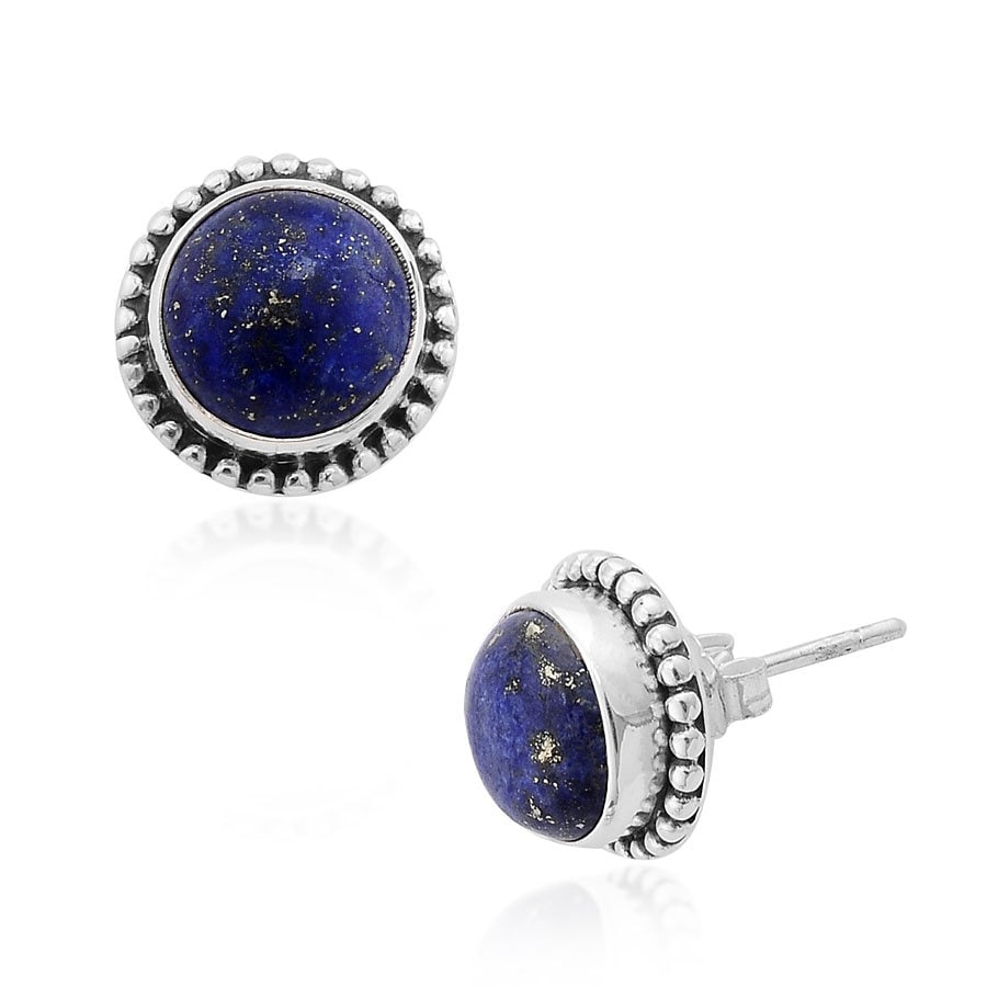 Lapis Edelstein Ohrstecker Boho 925 Massiv Silber von ShreeJaipurSilver925