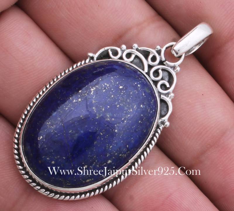 Lapis Lazuli Anhänger Handgemachter Boho Schmuck Aus 925 Sterlingsilber von ShreeJaipurSilver925