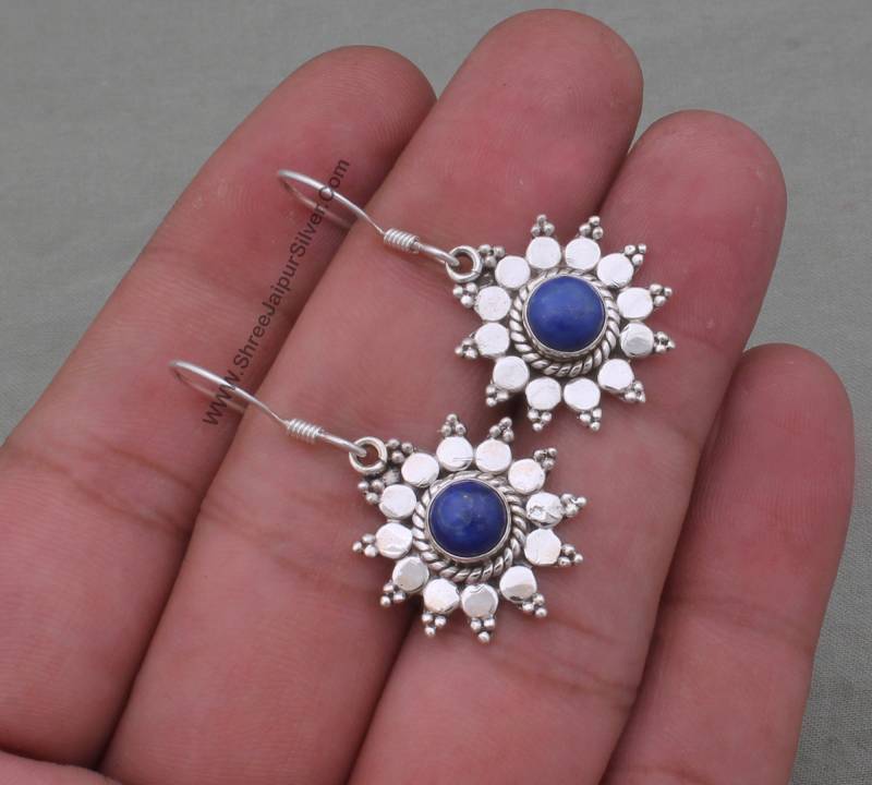 Lapis Sterling Silber Ohrringe Boho Edelstein Schmuck von ShreeJaipurSilver925