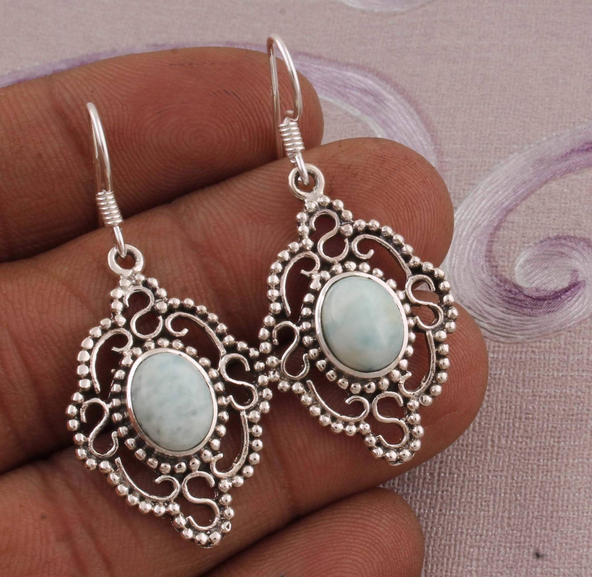 Larimar Edelstein Ohrringe Sterling Silber Hochzeitsschmuck von ShreeJaipurSilver925