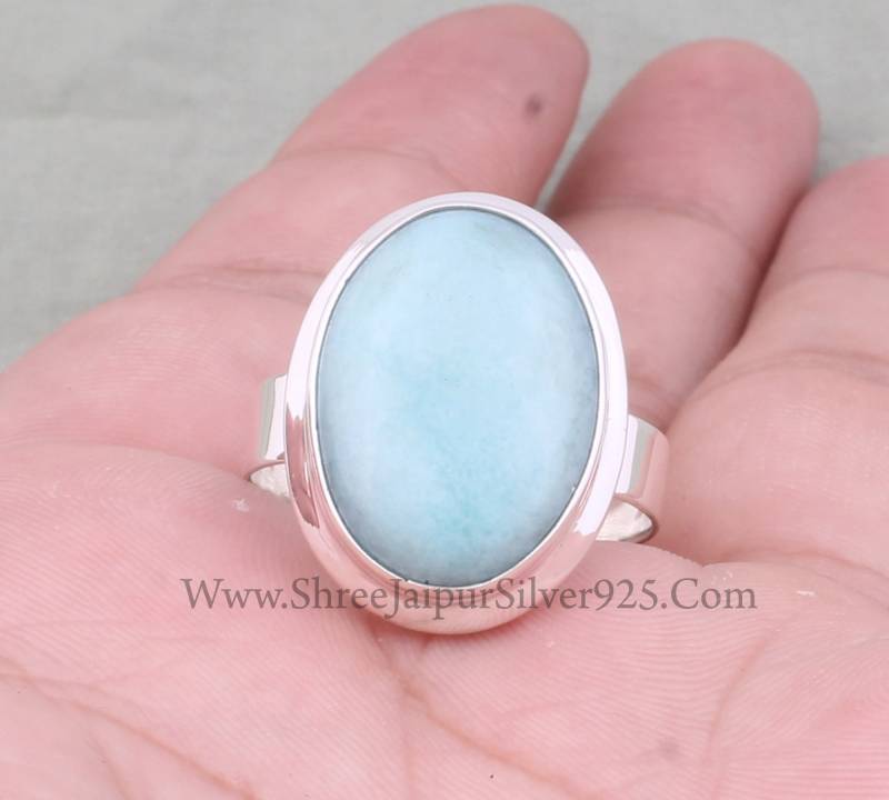 Larimar Edelstein Ring, Sterling Silber, Geschenk Zum Jahrestag von ShreeJaipurSilver925