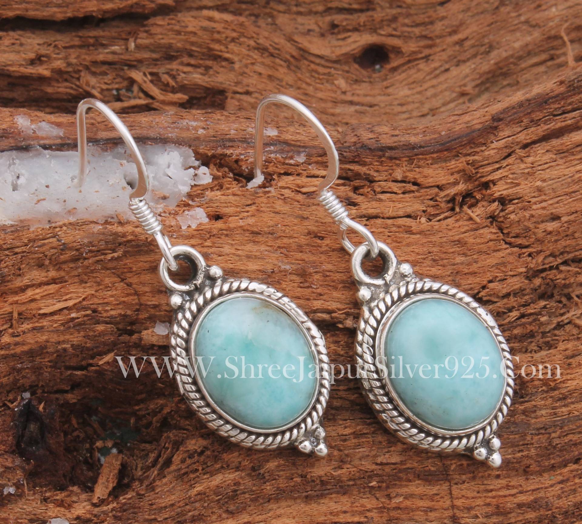 Larimar Sterling Silber Ohrringe Handgefertigter Boho Edelstein Schmuck von ShreeJaipurSilver925