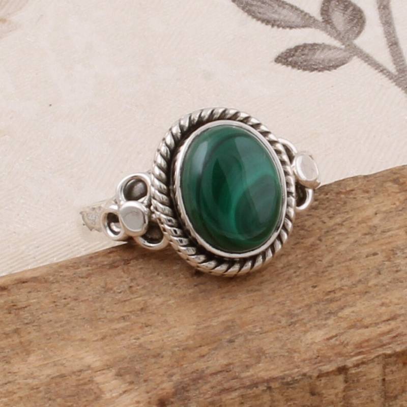 Malachit Edelstein Ring Boho 925 Sterling Silber Handmade von ShreeJaipurSilver925
