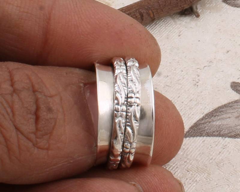 sterling Silber Spinner Ring, Handgemachtes 925 Meditationsband von ShreeJaipurSilver925
