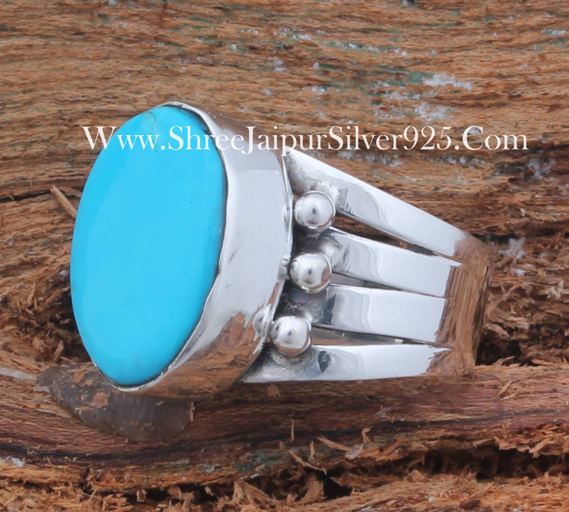 Oval Türkis Sterling Silber Ring - Edelstein Aaa Qualität von ShreeJaipurSilver925