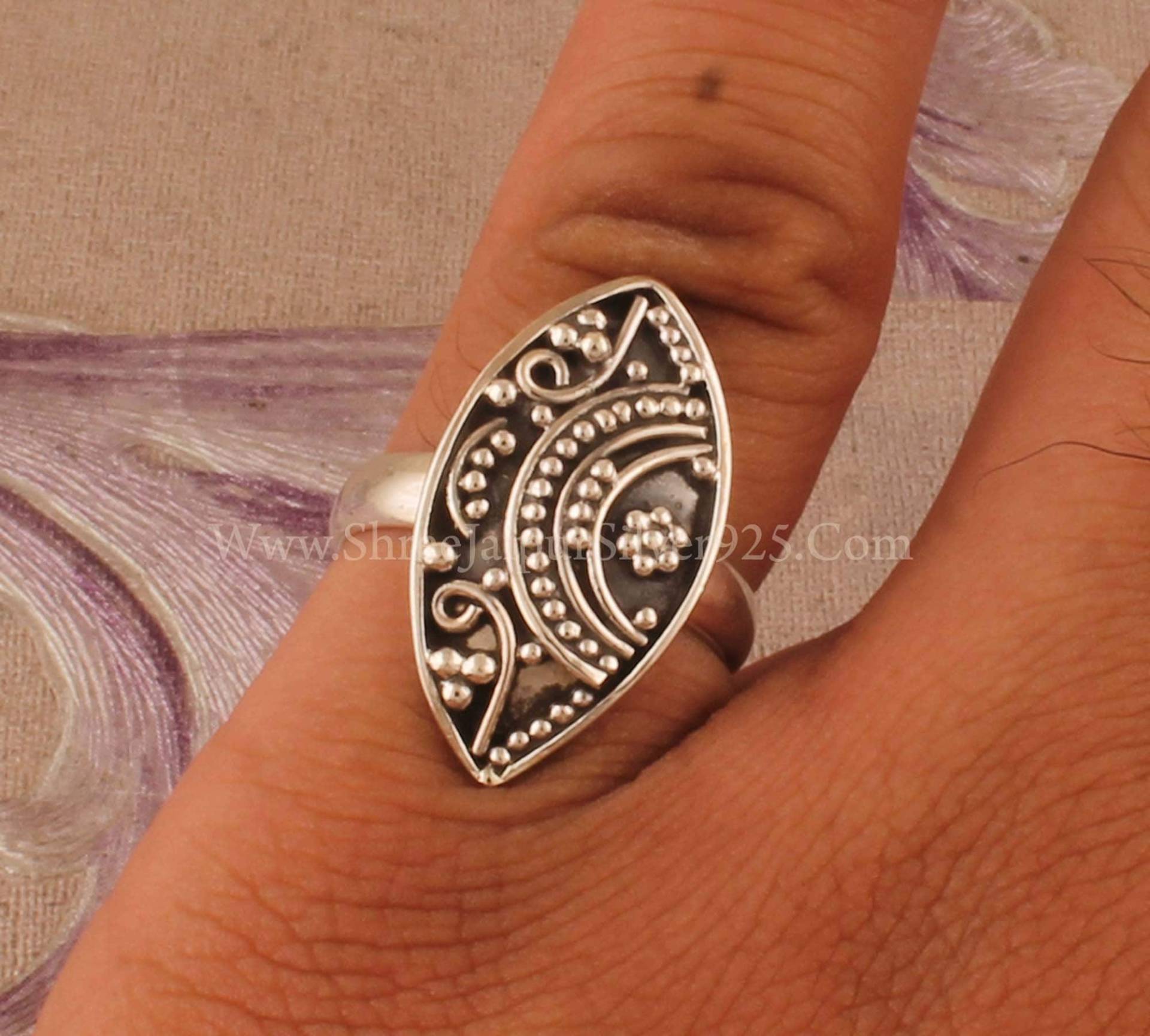 Oxidierter Marquise Massiv 925 Sterling Silber Ring Für Frauen, Handgemachter Oxidierter Brautjungfer Hochzeitsjubiläum Geschenk Sie von ShreeJaipurSilver925